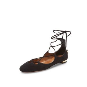 2折经典绑带鞋 Aquazzura 皮质芭蕾绑带平底鞋