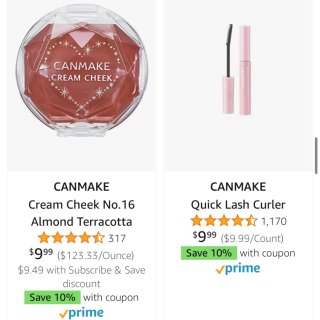 Amazon現有Canmake多款彩妝9...