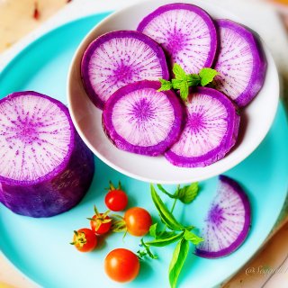 开胃爽口的凉拌紫皮萝卜丝，健康吃起来！...