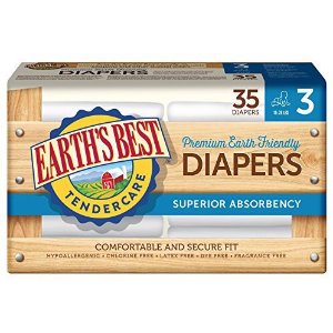 Earth's Best TenderCare Chlorine-Free Diapers, Fragrance Free, Size 3, Weight 16-28 lbs, 35 Count (Pack of 4) @ Amazon