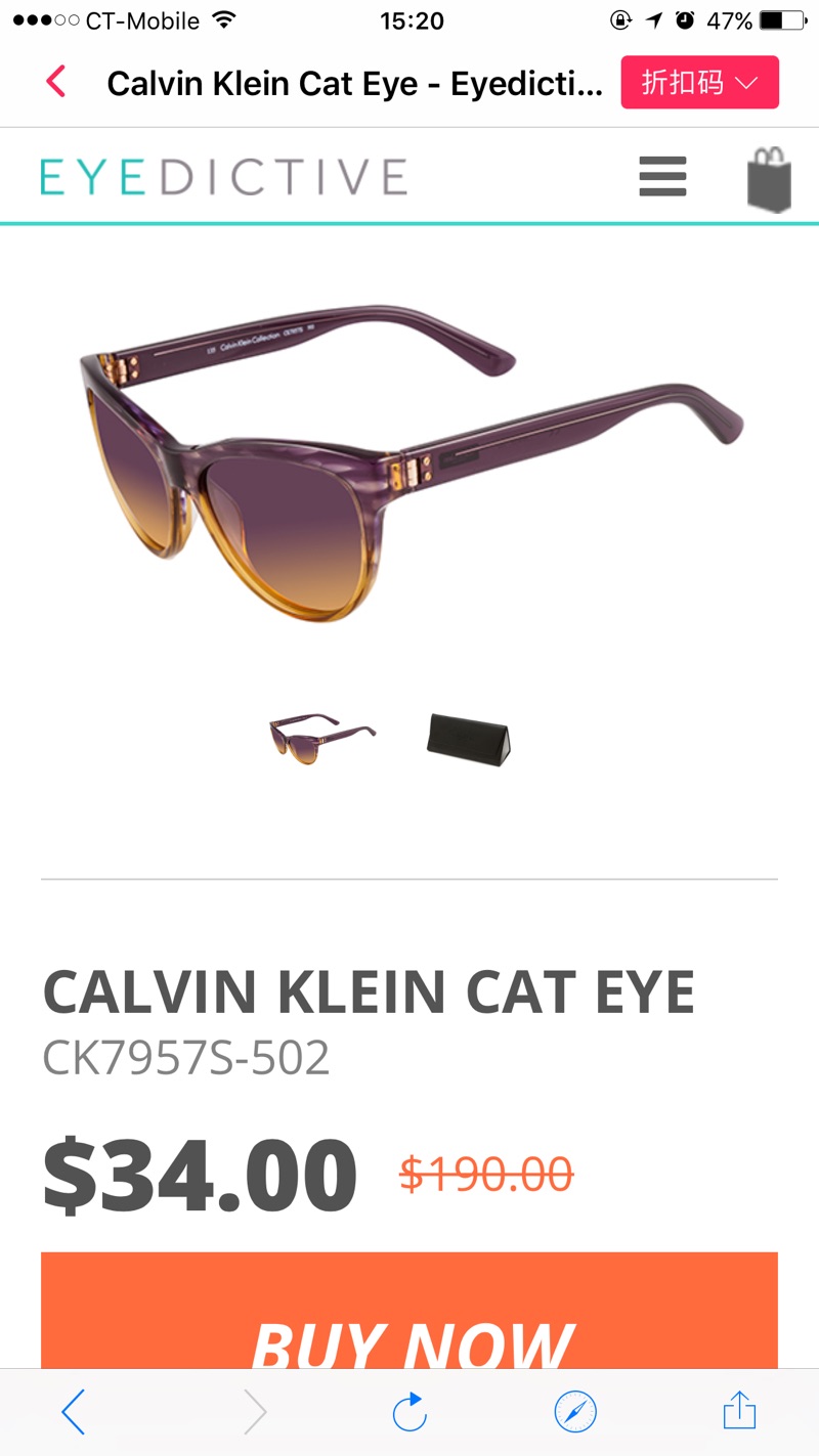 Calvin Klein 猫眼墨镜