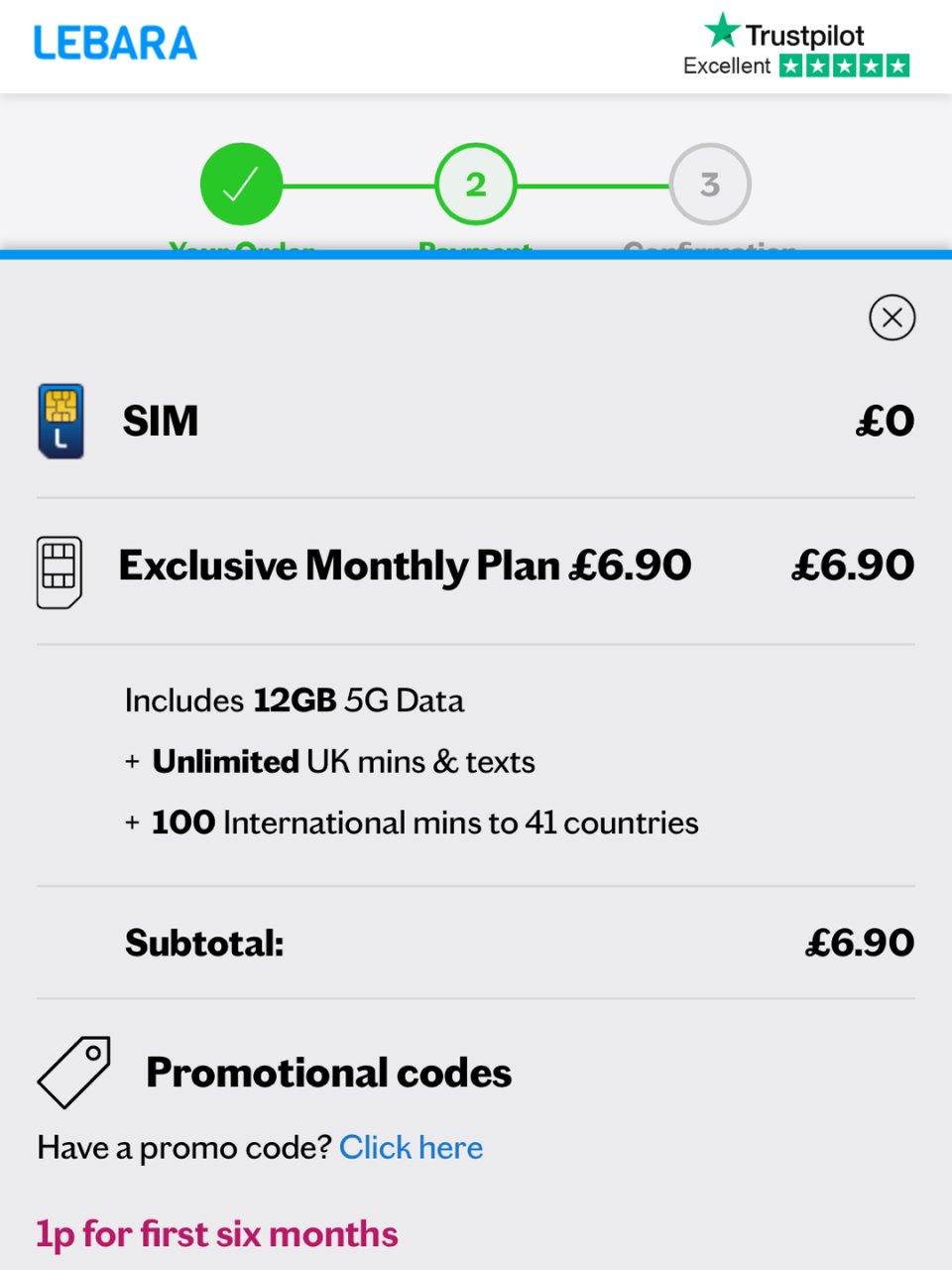 Lebara 12GB 5G data, unlimited minutes / texts, 100 international minutes + EU roaming - now 1p/month for 6 months (£6.90 after) @ Lebara | hotukdeals