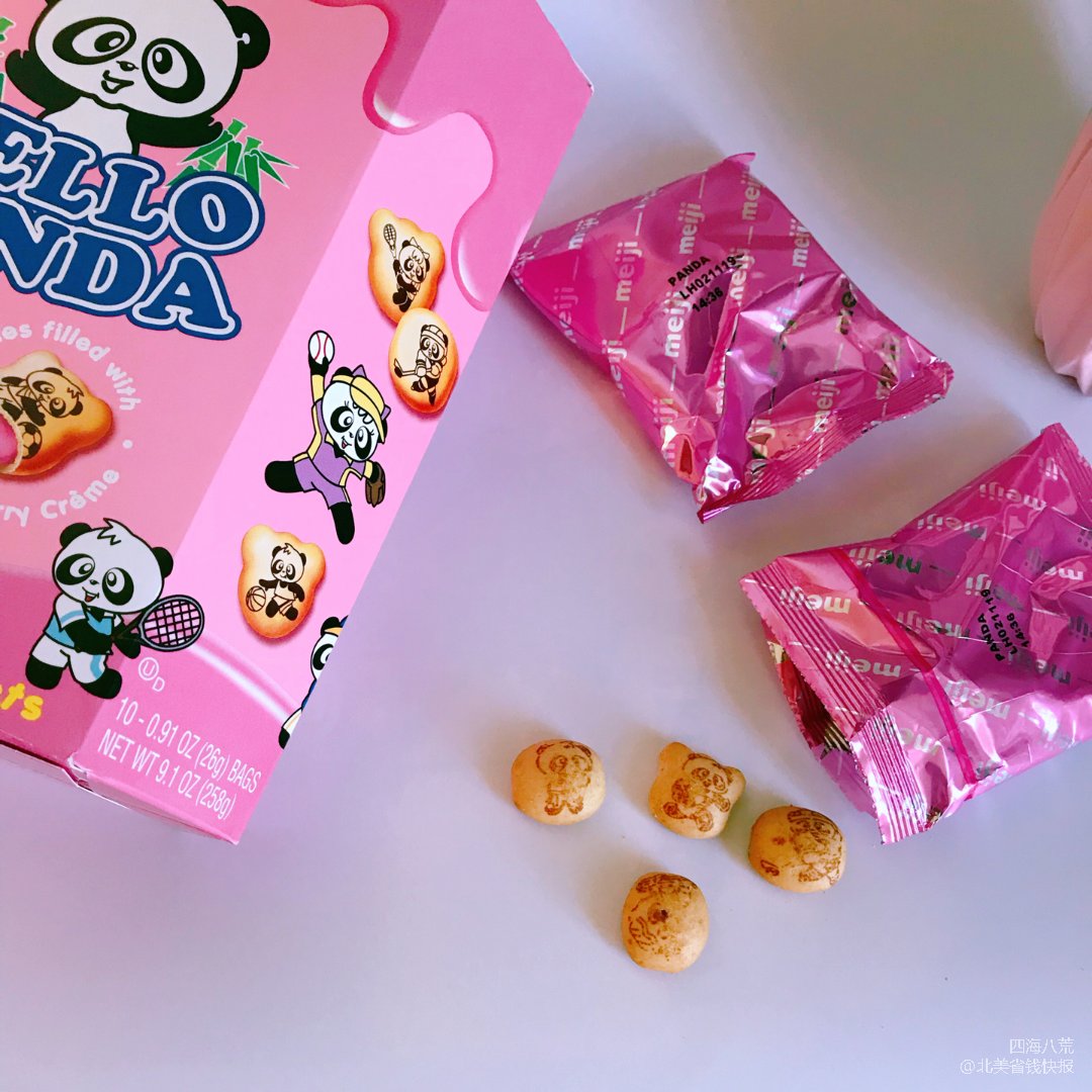 日系零食～meiji你好熊猫草莓奶.