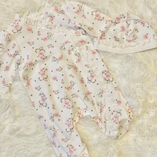 Little Me Baby Clothes & Outfits - Girls One Piece Hat & Footed Sleeper Pajamas - Newborn, Ivory Rose: Infant And Toddler Bodysuit Footies: Clothing, Shoes & Jewelry