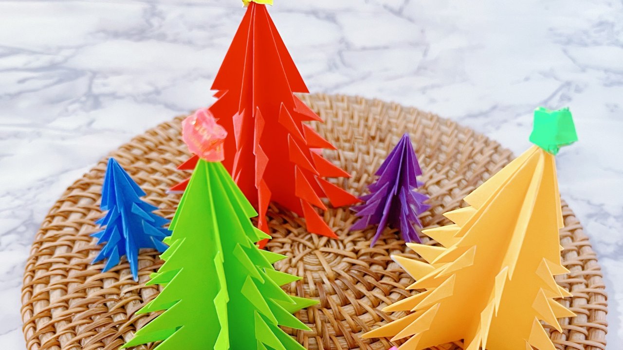 DIY｜彩色圣诞树🎄折纸教程
