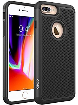 OEAGO iPhone 8 Plus Case, iPhone 7 Plus Case [Drop Protection] [Shock Proof] Hybrid Dual Layer Rubber Plastic Impact Defender Rugged Hard Case Cover