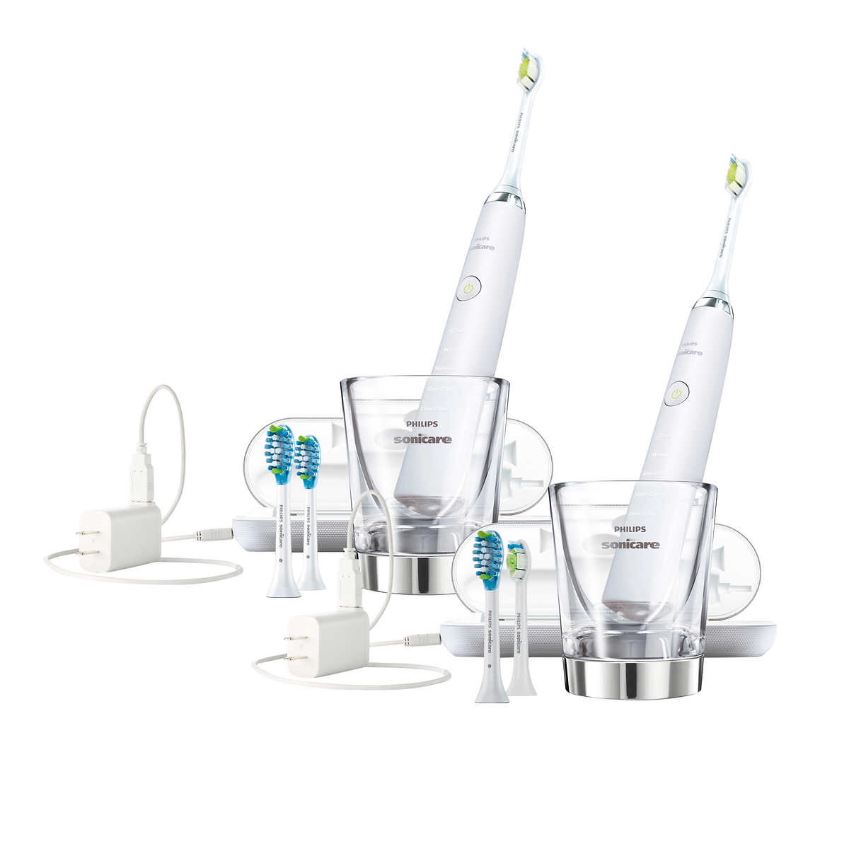 Philips Sonicare DiamondClean Rechargeable Electric Toothbrush 2-handle Pack, White