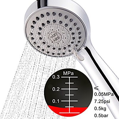 YOO.MEE High Pressure Handheld Shower Head with Powerful Shower Spray against Low Pressure Water Supply Pipeline,淋雨喷头