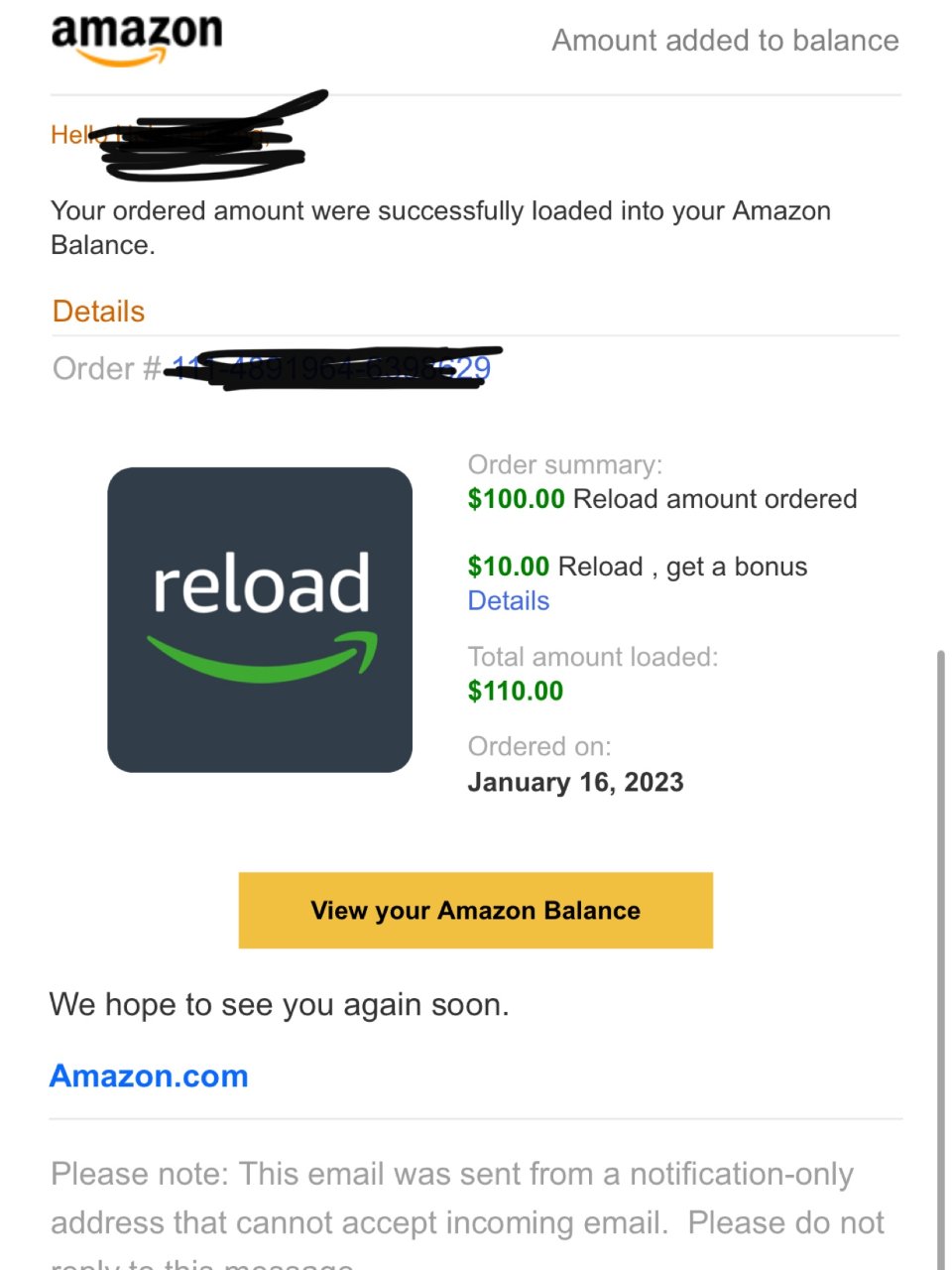Amazon 充值$100送$10块哦...