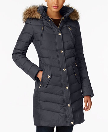 MICHAEL Michael Kors Faux-Fur-Trim Down Coat, A Macy's Exclusive - Women's Brands - Women - Macy's 四折！