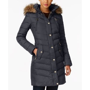 $131.99 MICHAEL Michael Kors Faux-Fur-Trim Down Coat, A Macy s Exclusive - Women s Brands - Women - Macy s 四折！