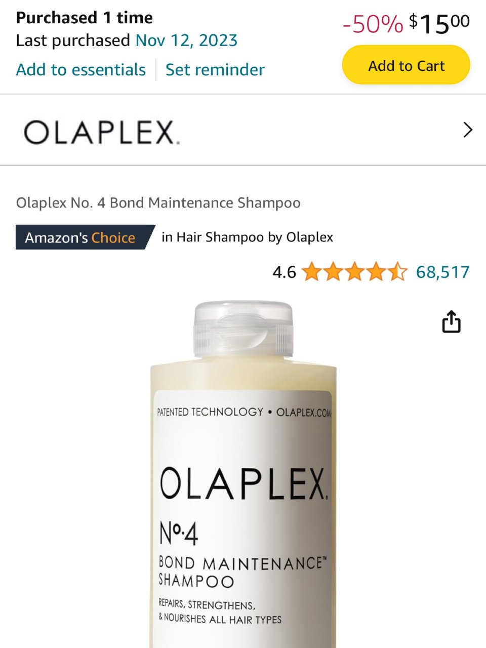 半价OLAPLEX 4号洗发水😍...