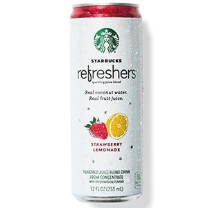 Starbucks Refreshers Strawberry Lemonade with Coconut Water 12 Ounce Cans 12 Pack
