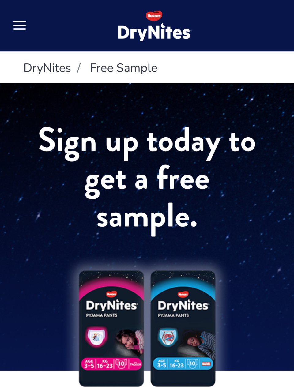 Claim your Free Pyjama Pants Sample | DryNites® UK