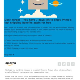 Amazon Prime🤩亚马逊突然免费...