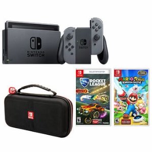 Nintendo Switch Bundle with Travel Case, Mario Rabbids Kingdom Battle & Rocket League Collectors Edition Video Games