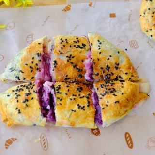 空气炸锅 | 超长拉丝的芝士紫薯饼 | ...