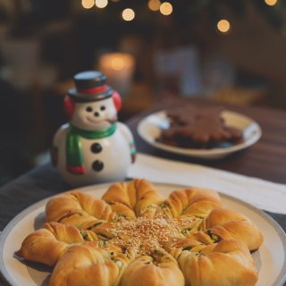 🎄圣诞雪花❄️香葱面包...