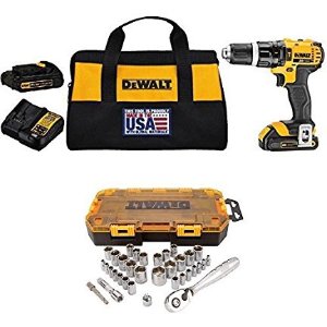 $130.38 DEWALT DCD785C2 20V锂离子锤钻套装+ DWMT73804 配套附件