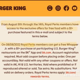 Burger King 汉堡王会员优惠活...