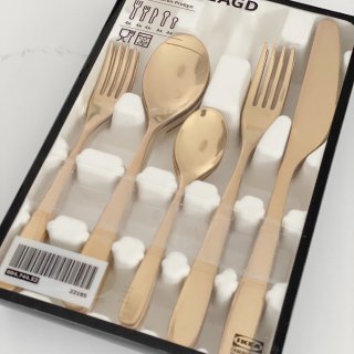 TILLAGD 20-piece cutlery set, brass color - IKEA