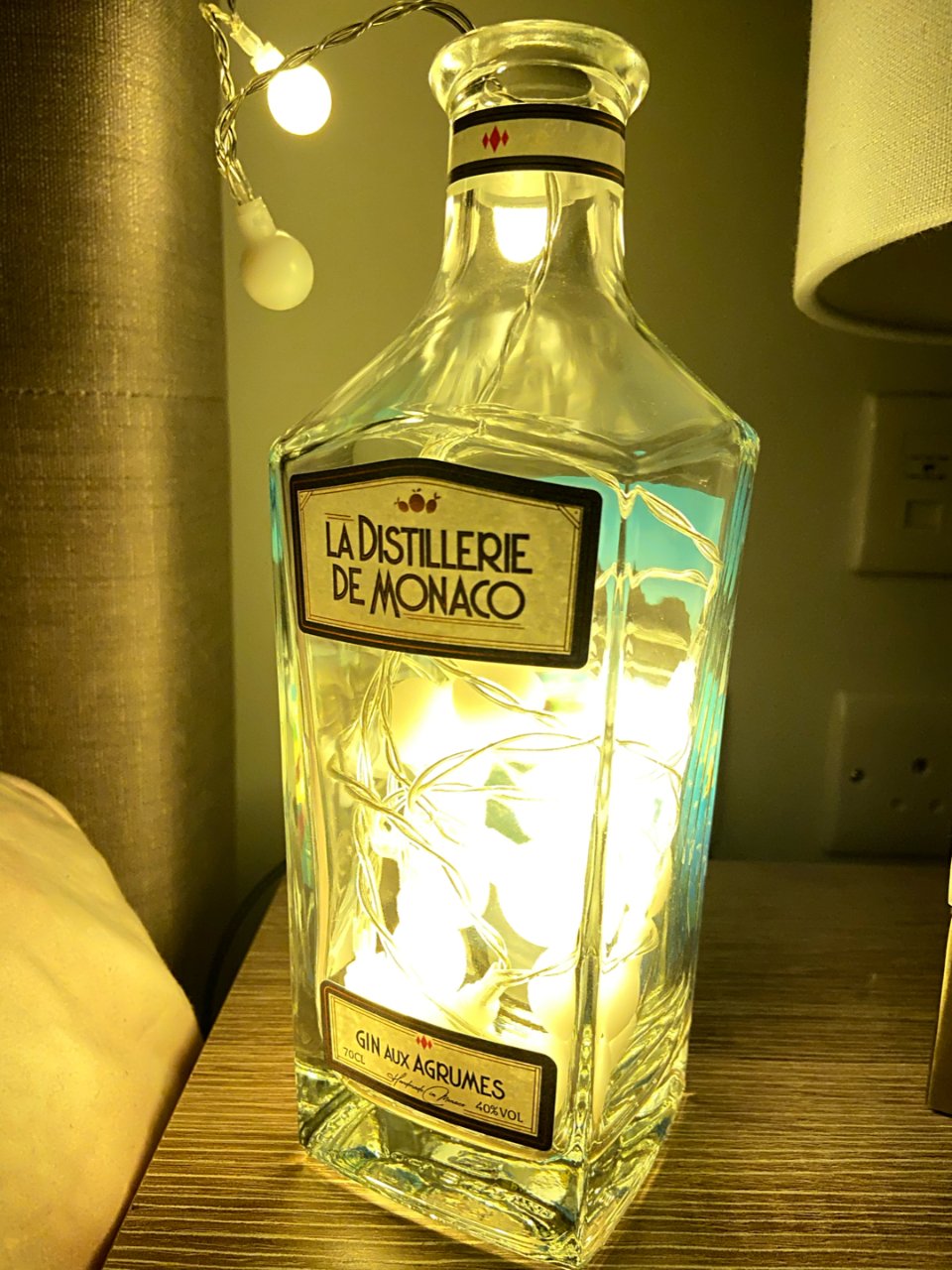 用喝完的Gin酒瓶做了个灯...