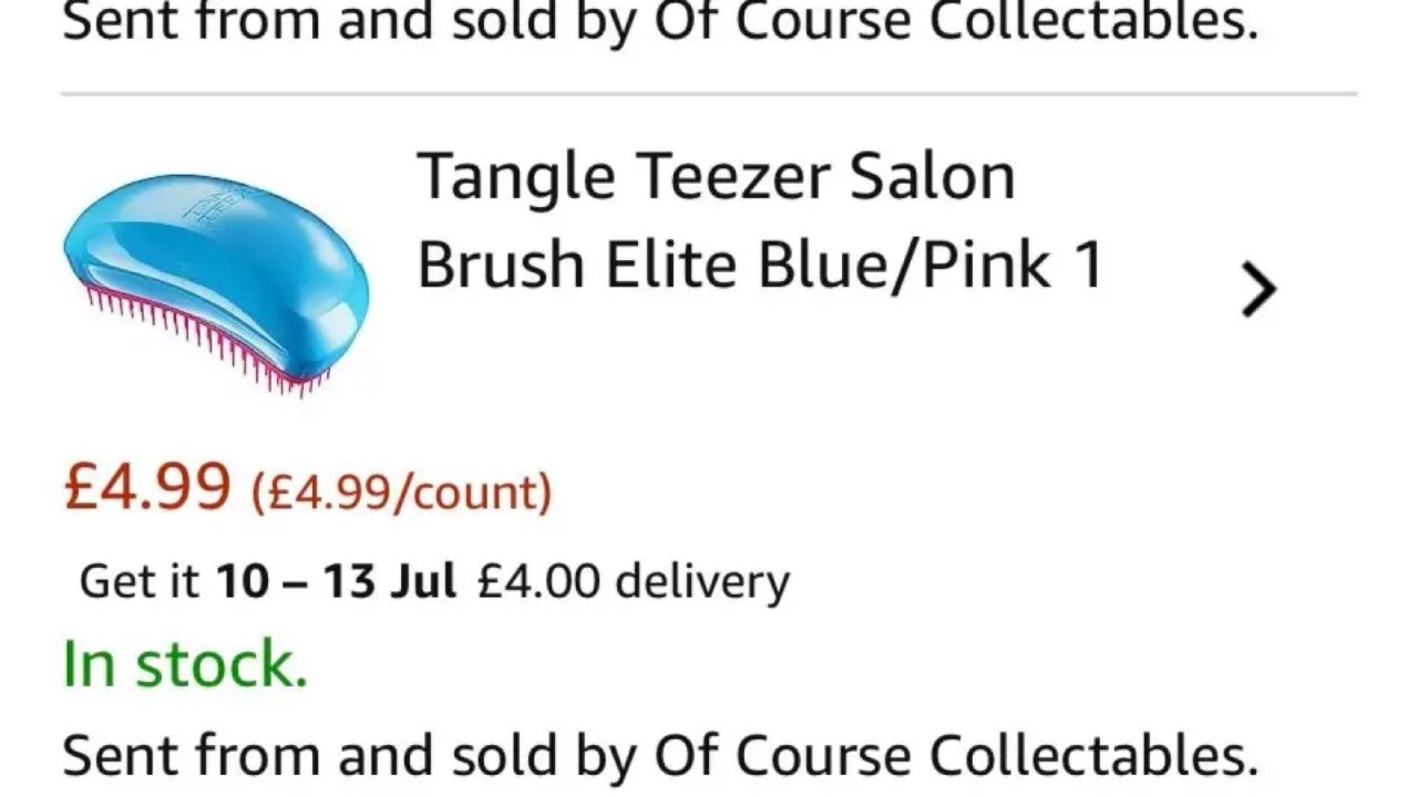 Tangle Teezer梳子£4.99