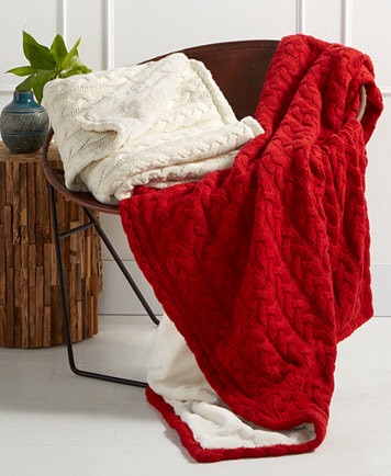 Martha Stewart 红色圣诞风双面加厚毛毯