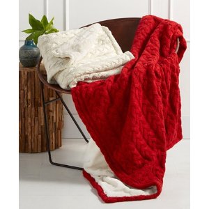 $41.99/3.5折 Martha Stewart 红色圣诞风双面加厚毛毯