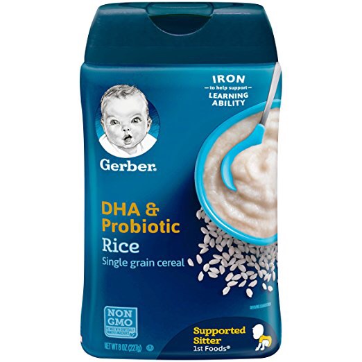 一段米糊，DHA添加6盒 Gerber DHA and Probiotic Single-Grain Rice Baby Cereal, 8 Ounce (Pack of 6): Amazon.com: Grocery & Gourmet Food
