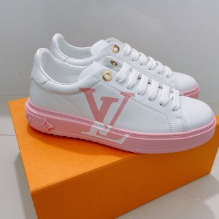 LV新款粉色logo小白鞋...