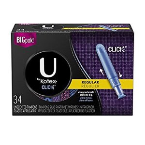 U by Kotex Click Compact Tampons, Regular Absorbency, Unscented, 34 Count
