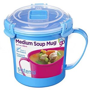 Sistema To Go Collection Microwave Soup Mug, 22 oz, Blue