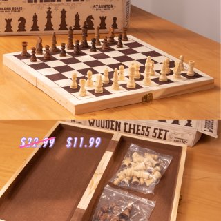 Wooden Folding Chess Set