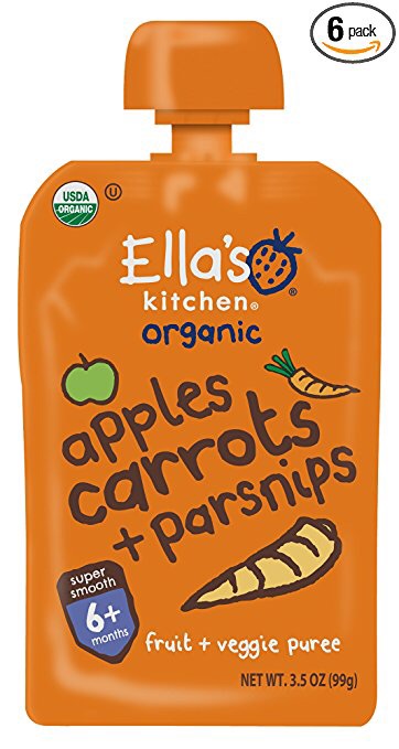Ella's Kitchen 有机第2阶段，苹果胡萝卜+欧芹泥3.5oz（6包装）