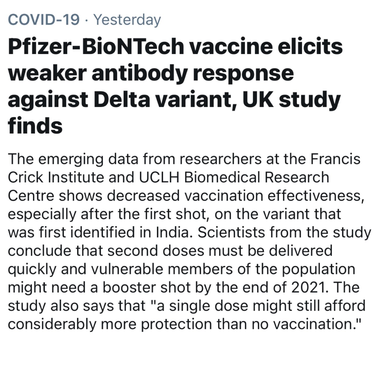 新研究⚠️針對兩變種病毒🦠輝瑞疫苗產生抗...