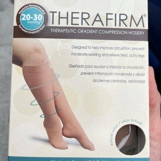 Therafirm Knee High Support Stockings - 20-30mmHg Moderate Compression Nylons (Sand, Medium) : Health & Household