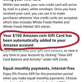 申请亚马逊信用卡，送$150亚马逊礼卡...