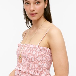 J.Crew: Smocked Cotton Poplin Dress In Rose Vines For Women