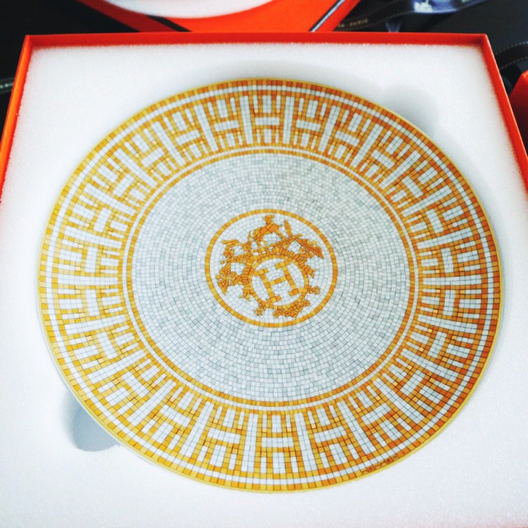 Hermes 爱马仕,Mosaique au 24 gold,盘子,dessert plate,170美元,新年新愿望