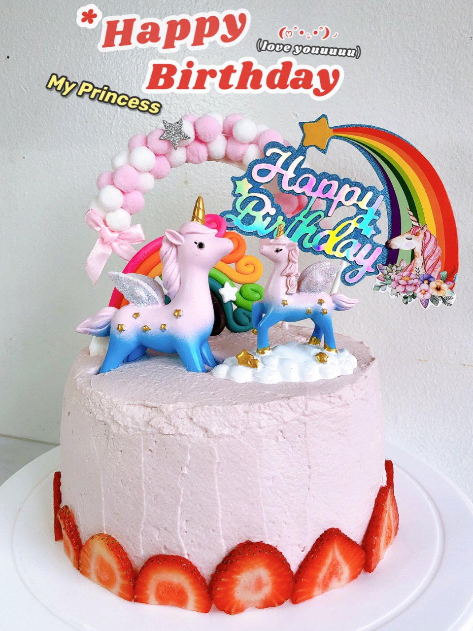 粉色少女心的Unicorn🦄️生日蛋糕...