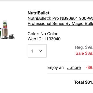 Nutribullet,NB90901 专业榨汁机,Macy's 梅西百货