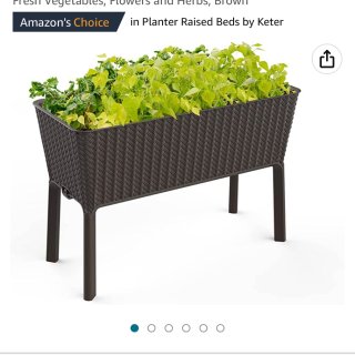 Keter Splendor 31.7 Gallon Raised Garden Bed with Self Watering Planter Box and Drainage Plug-Perfect for Growing Fresh Vegetables, Flowers and Herbs, Brown