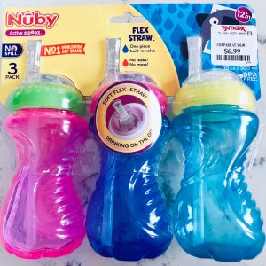 超防漏的宝宝水杯推荐---Nuby带吸管易握水杯