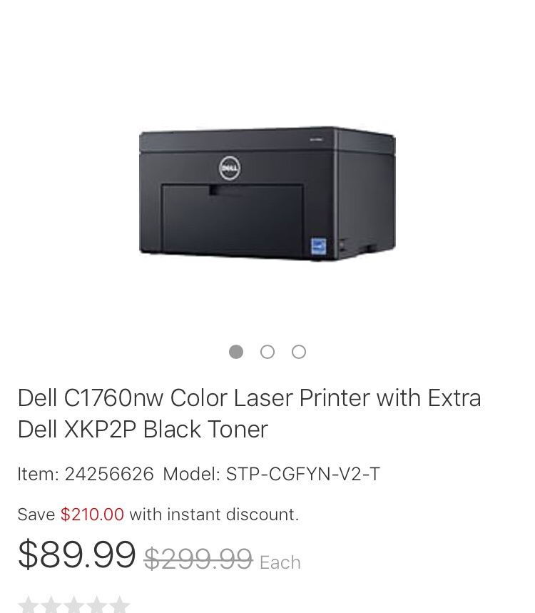 Dell C1760nw 彩色镭射打印机 + Extra Dell XKP2P Black Toner Toner