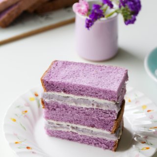 紫薯芋泥奶酪三明治｜紫色系美味早餐...