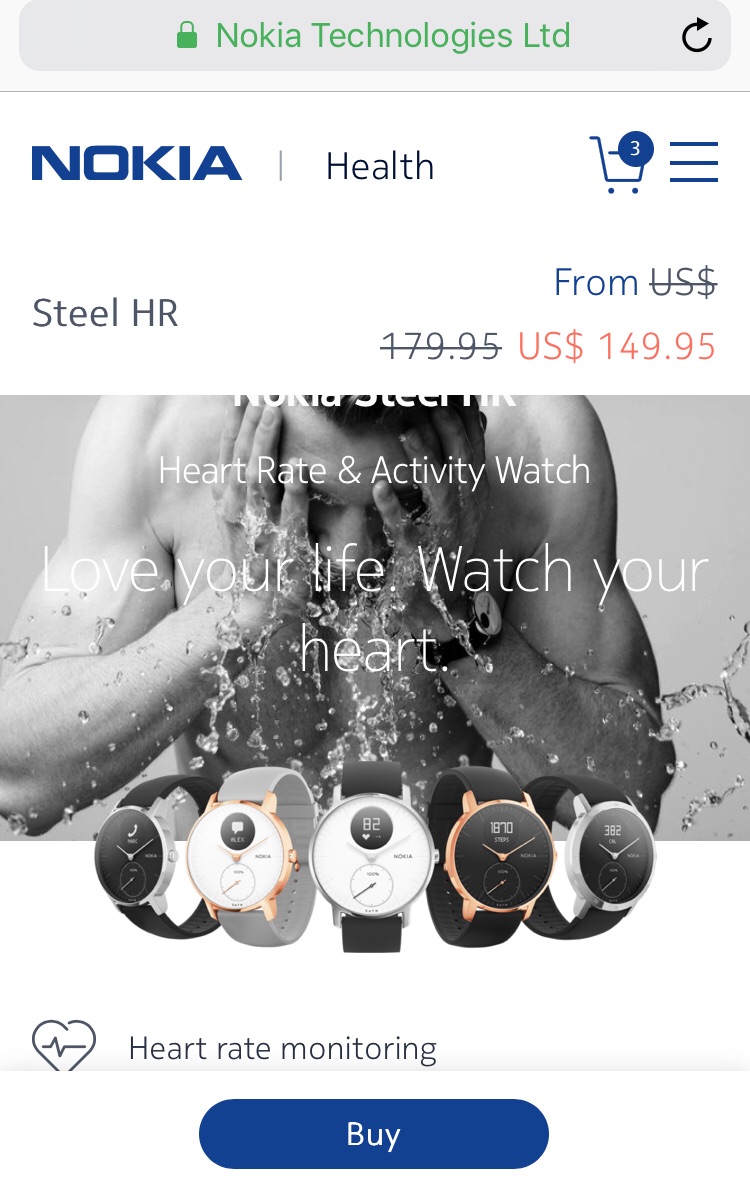 Nokia Steel HR | Heart Rate & Activity Tracking Watch诺基亚运动手表