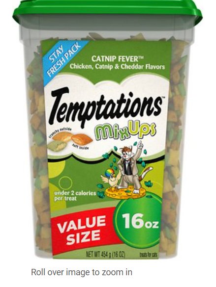 Amazon.com : TEMPTATIONS Classic, Crunchy and Soft Cat Treats, Creepy Catnip Treats for Cats, Blissful Catnip Flavor, 3 oz. Pouch : Pet Supplies