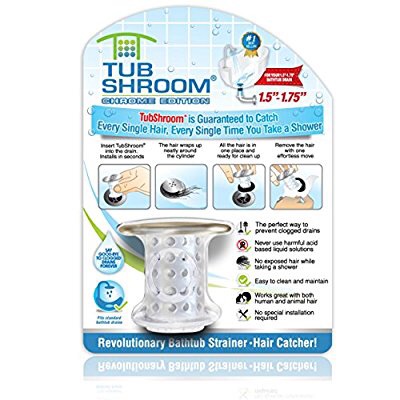 Amazon.com: TubShroom Chrome Edition Revolutionary Tub Drain Protector Hair Catcher, Strainer, Snare防堵