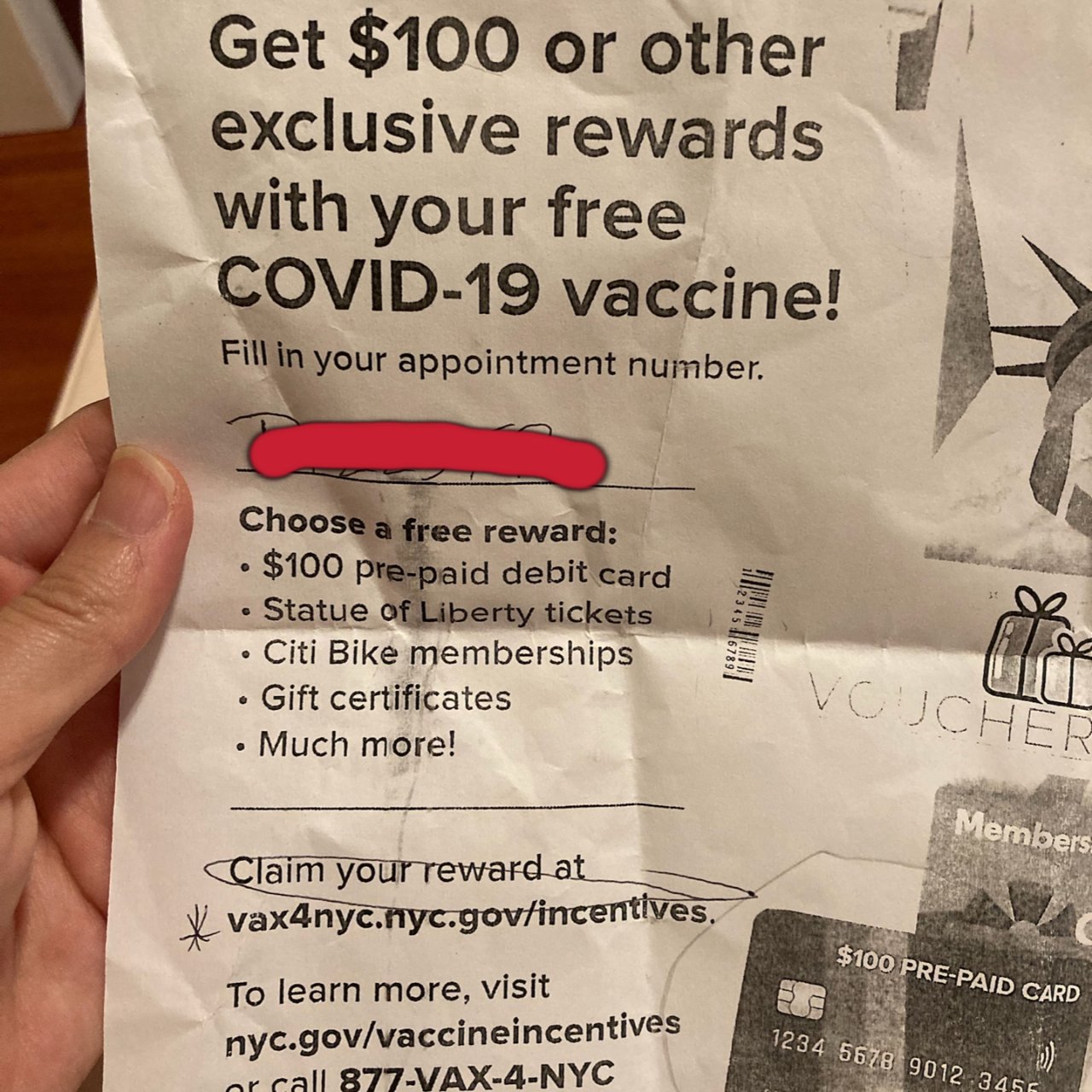打疫苗，立领$100礼卡...